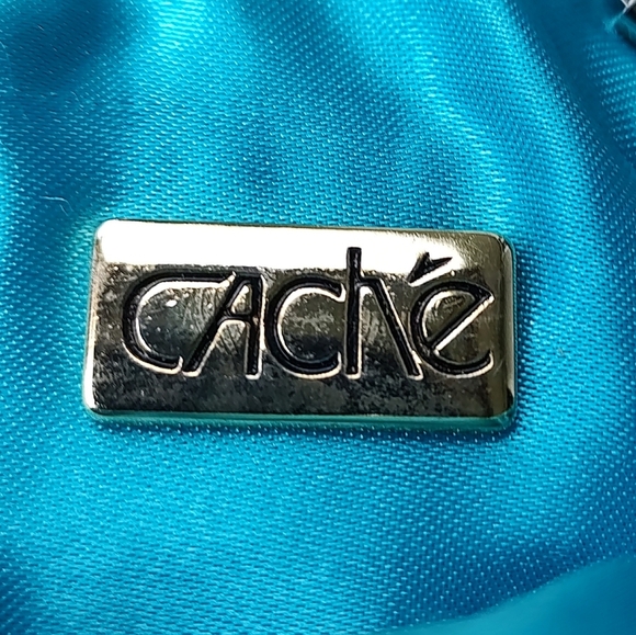 Caché Blue Beaded Evening Bag with Silver Chain - Picture 3 of 4